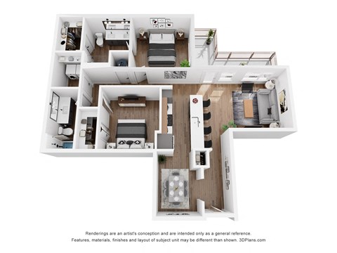 3 bedroom floor plan  the residences at